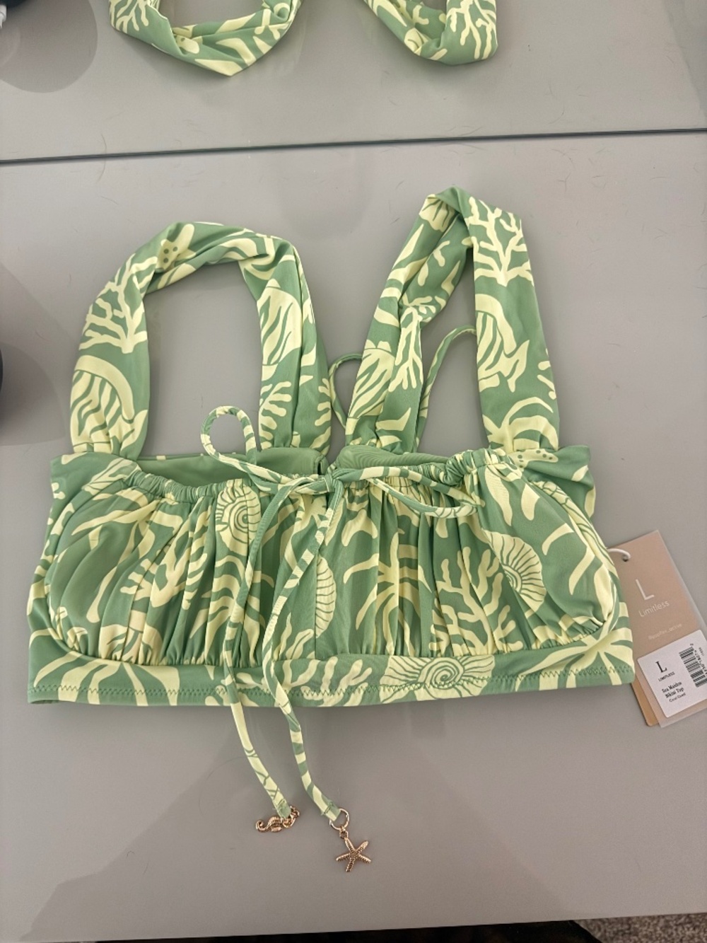 POPFLEX Under the Sea Lace-Up Bikini Top | Sage / Seafoam Green